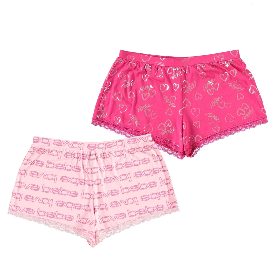 Pajama Shorts 2 Pack-Elastic Waist Sleepwear Pink XL