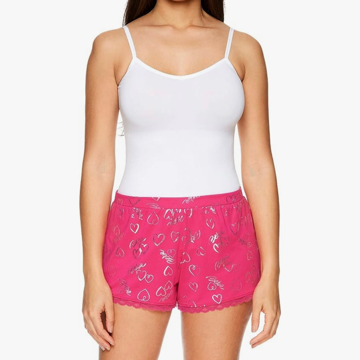 Pajama Shorts 2 Pack-Elastic Waist Sleepwear Pink XL