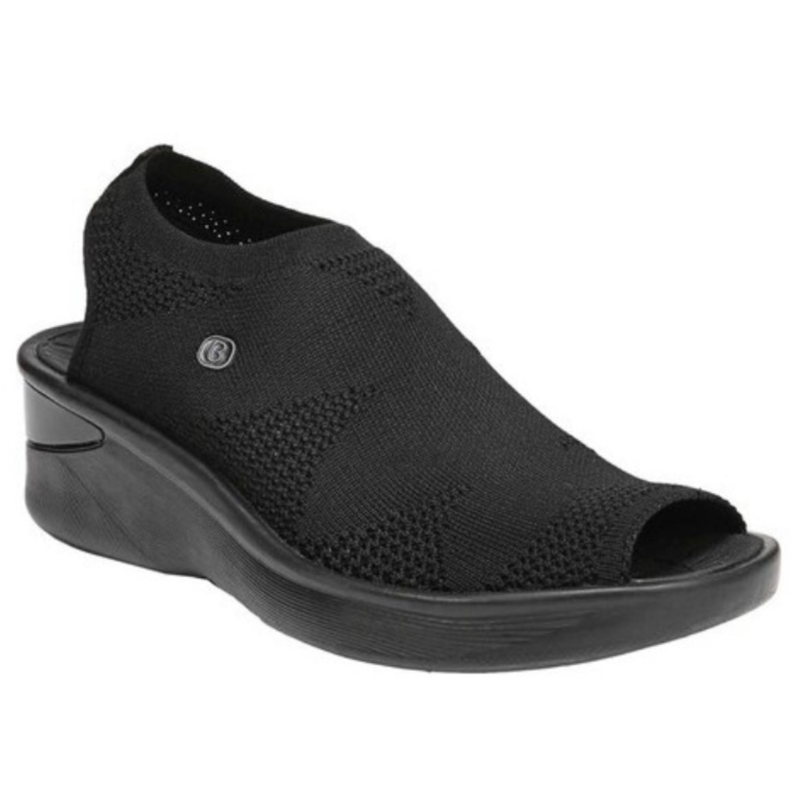 SECRET Wedge Peep-Toe Sandals Black Women's Shoes