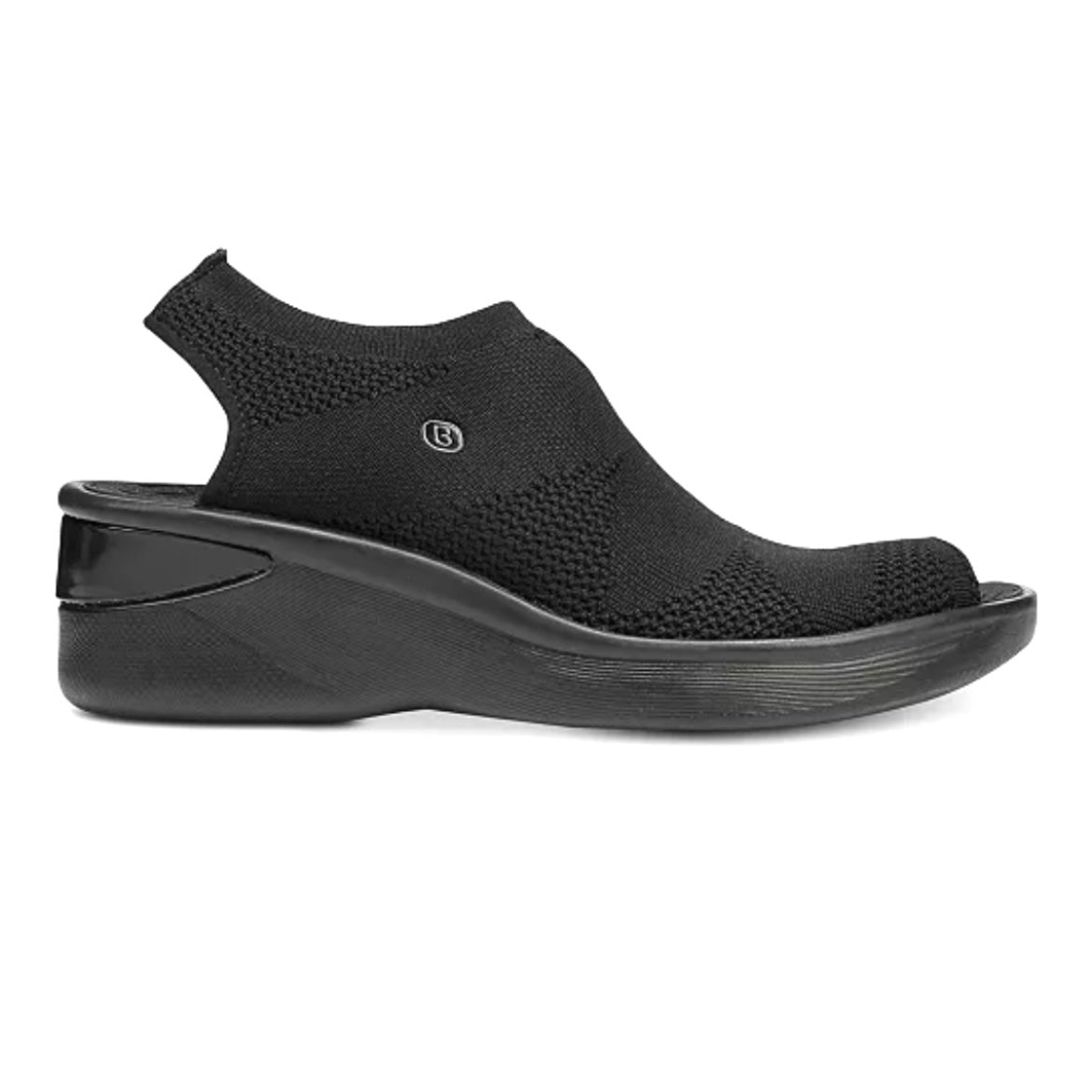SECRET Wedge Peep-Toe Sandals Black Women's Shoes