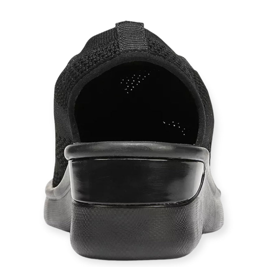SECRET Wedge Peep-Toe Sandals Black Women's Shoes