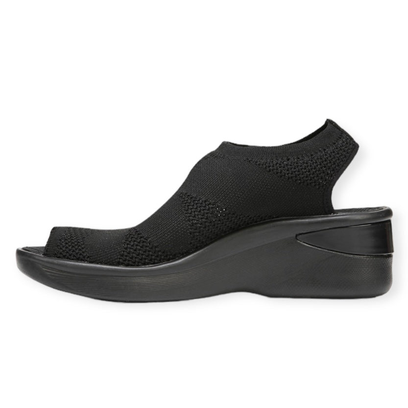 SECRET Wedge Peep-Toe Sandals Black Women's Shoes