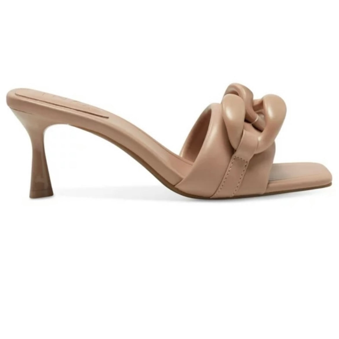JEMYA Square Toe Kitten Heel Slide Sandals