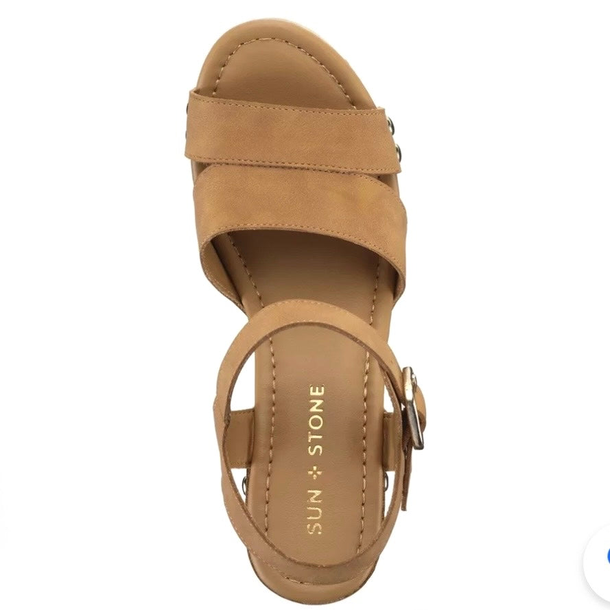 DELESTE Women's Wooden Platform Block Heel Sandals