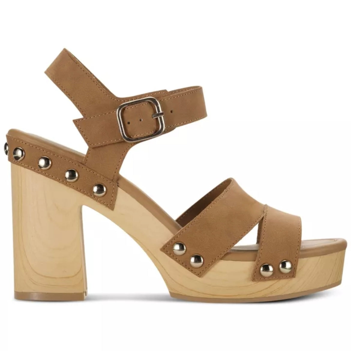 DELESTE Women's Wooden Platform Block Heel Sandals