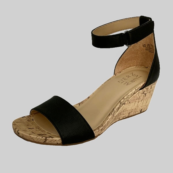 AREDA Ankle Strap Wedge Sandals Black Women's Shoes