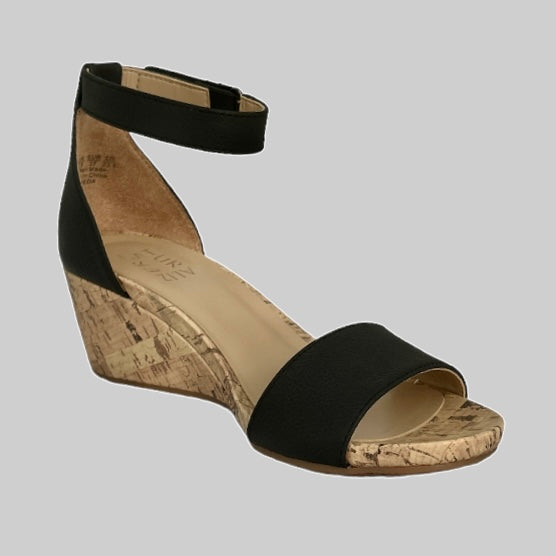 AREDA Ankle Strap Wedge Sandals Black Women's Shoes