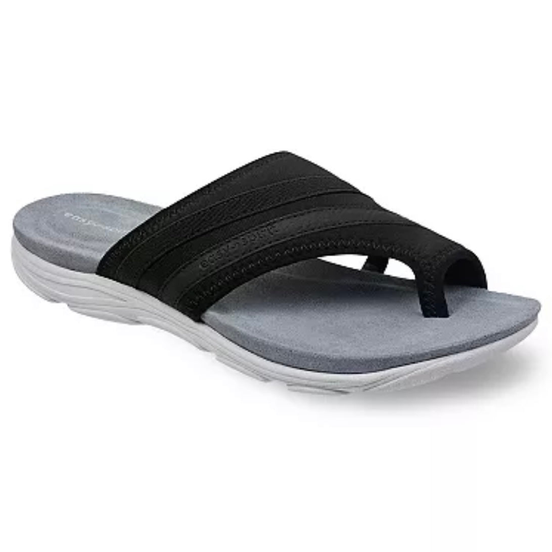 LOLA Casual Ring Toe Flats Sandals Black Women's Shoes