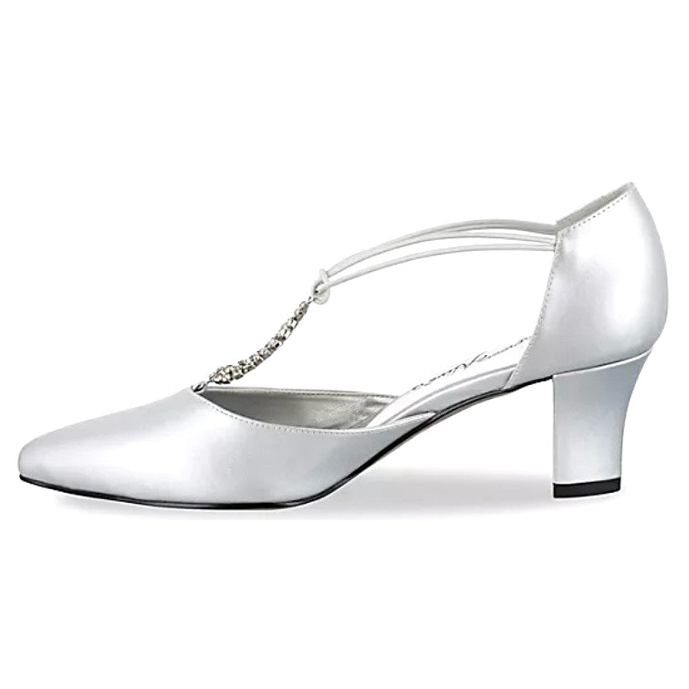 MOONLIGHT Rhinestone Satin Heel Pointed Toe Pumps