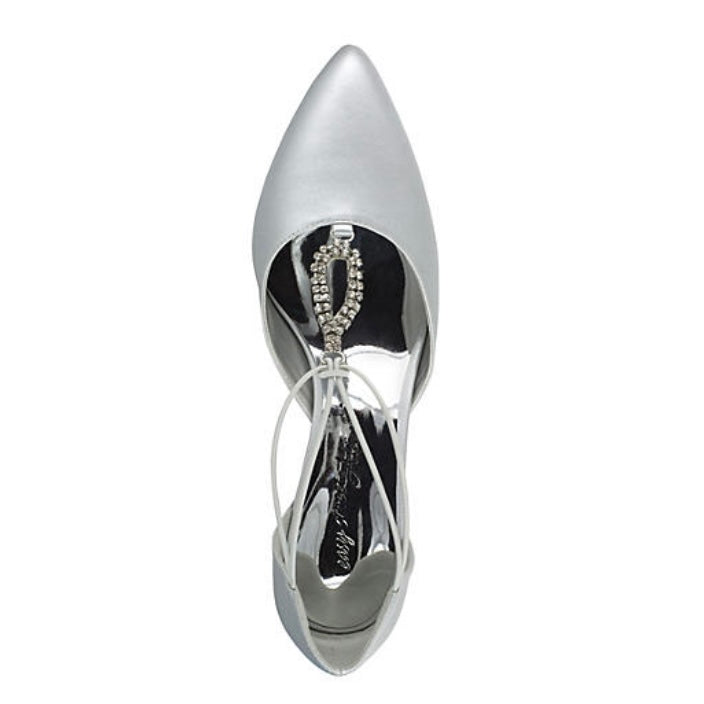 MOONLIGHT Rhinestone Satin Heel Pointed Toe Pumps