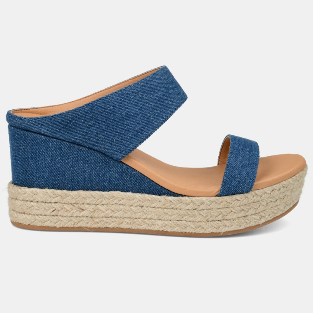 ALISSA Espadrille Wedge Slide Denim Sandals Women's Shoes