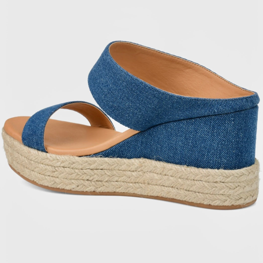 ALISSA Espadrille Wedge Slide Denim Sandals Women's Shoes