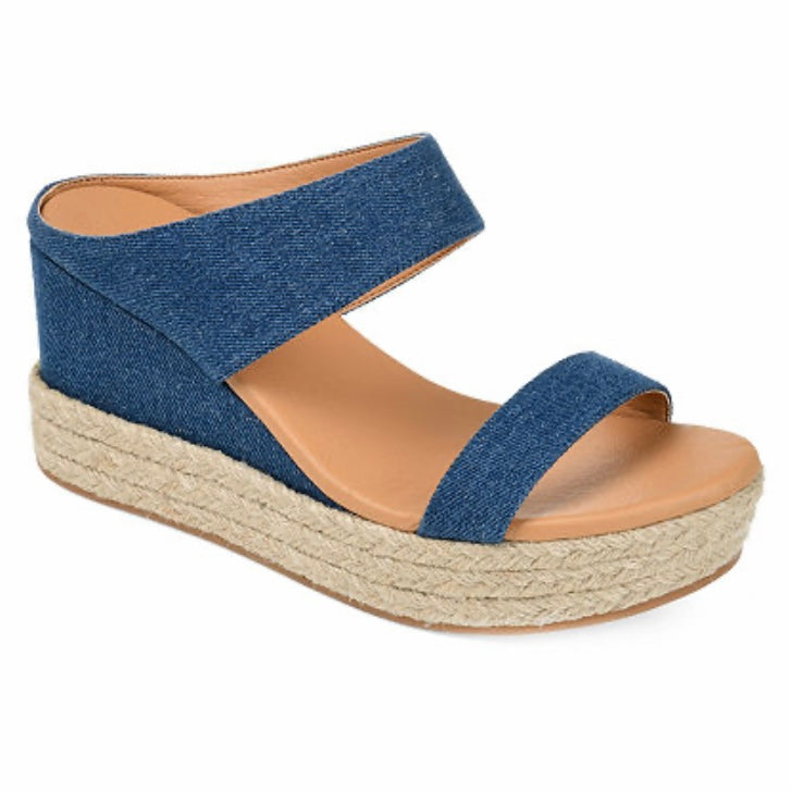 ALISSA Espadrille Wedge Slide Denim Sandals Women's Shoes