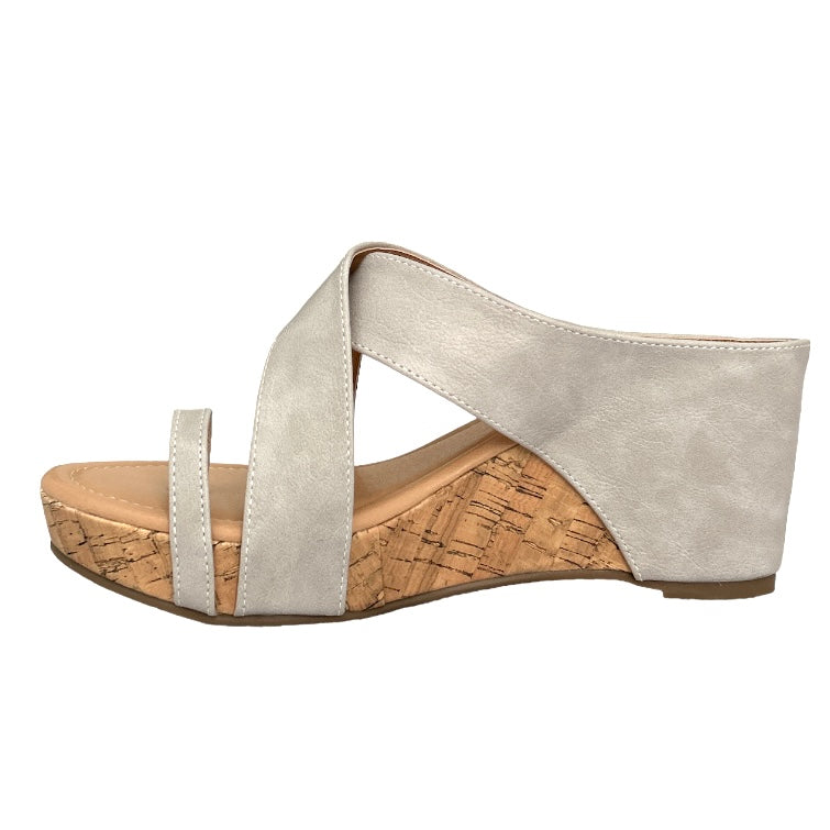 RAYNA Wedge Sandals Slip On Women's Shoes Stone