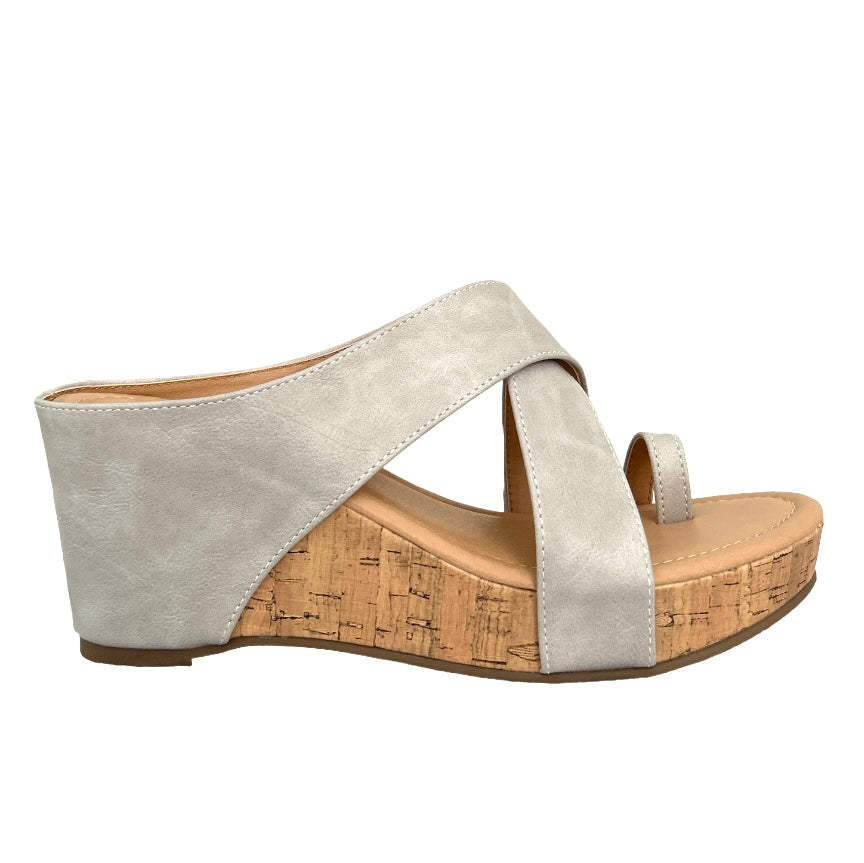 RAYNA Wedge Sandals Slip On Women's Shoes Stone