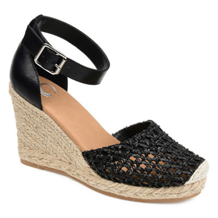 SIERRA Espadrille Wedge Sandals Black Women's Shoes