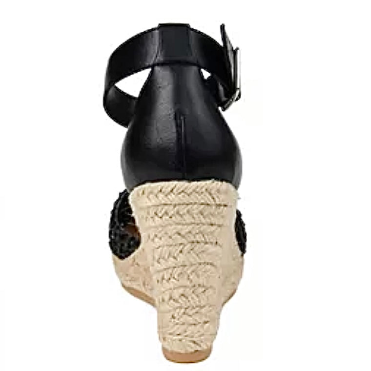 SIERRA Espadrille Wedge Sandals Black Women's Shoes