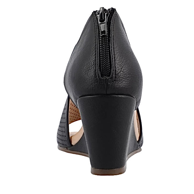 ARETHA Black Wedge Heels Women's Sandals Size 9