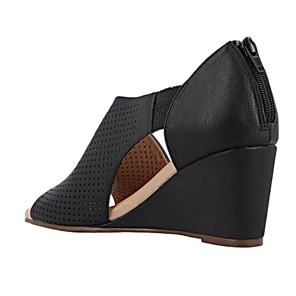 ARETHA Black Wedge Heels Women's Sandals Size 9
