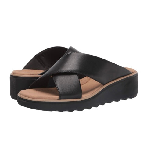 Women's JILLIAN GEM Crisscross Slip-On Wedge Sandals Black