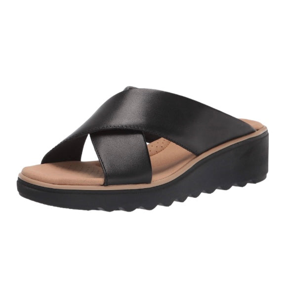 Women's JILLIAN GEM Crisscross Slip-On Wedge Sandals Black