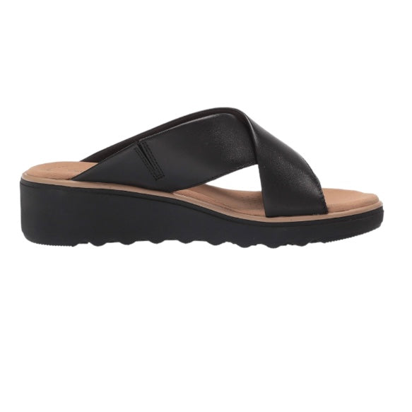 Women's JILLIAN GEM Crisscross Slip-On Wedge Sandals Black