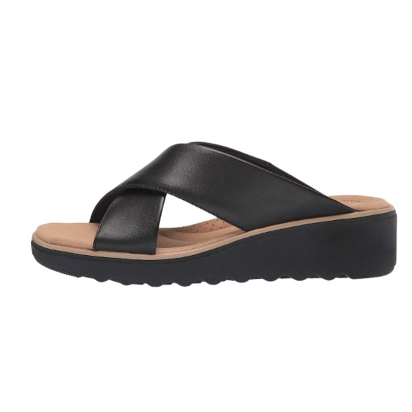 Women's JILLIAN GEM Crisscross Slip-On Wedge Sandals Black