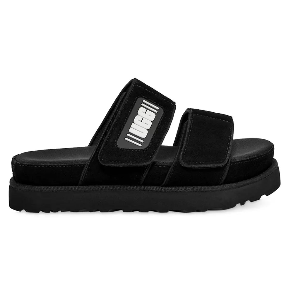 GREER Suede Platform Slides Black Women's Shoes