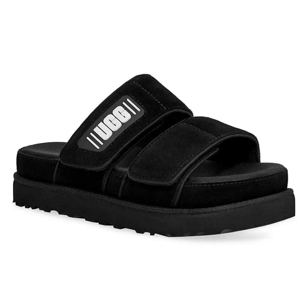 GREER Suede Platform Slides Black Women's Shoes
