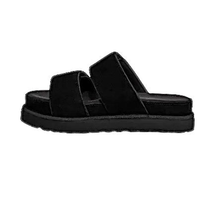 GREER Suede Platform Slides Black Women's Shoes