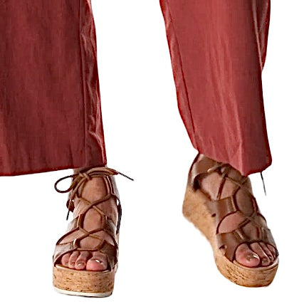 CAMERON Platform Lace Wedge Sandals