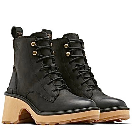 HI-LINE Heel Lace Boots Black Women's Shoes