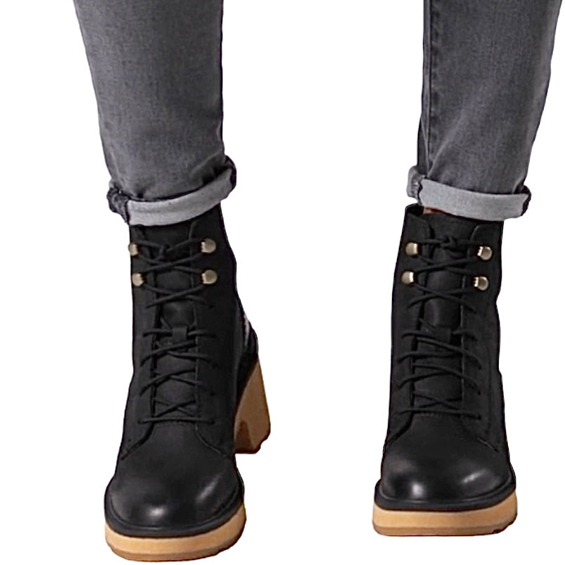 HI-LINE Heel Lace Boots Black Women's Shoes