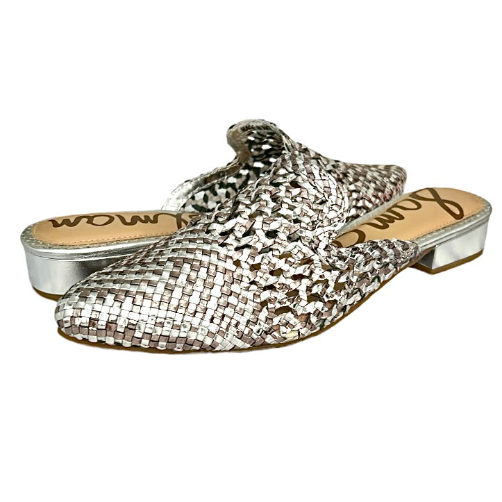 CLARA Woven Silver Pewter Mules Women's Shoes