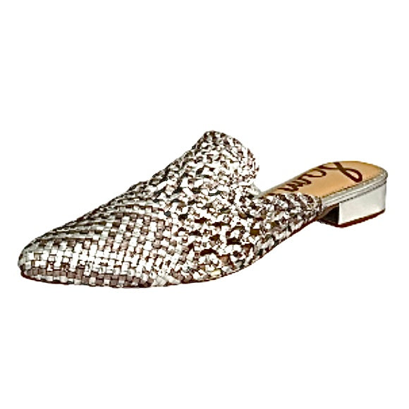 CLARA Woven Silver Pewter Mules Women's Shoes
