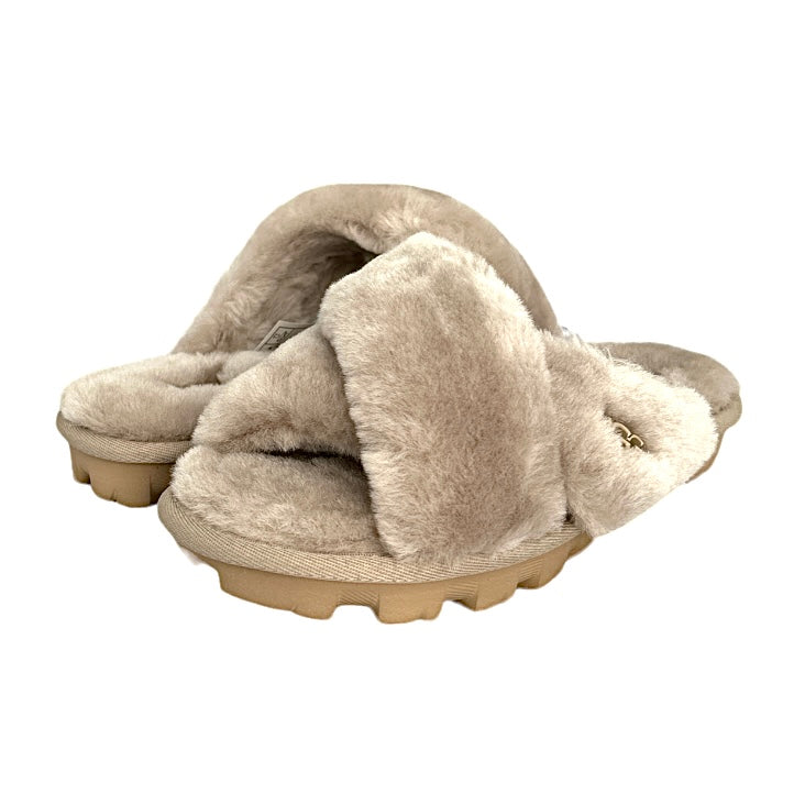FUZZETTE Fuzzy Slippers Goal Sheepskin Gray Women's Shoes