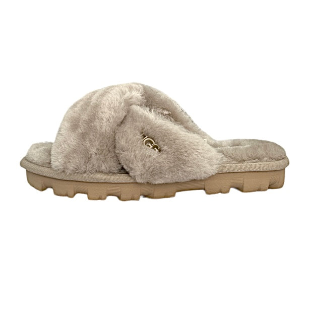 FUZZETTE Fuzzy Slippers Goal Sheepskin Gray Women's Shoes