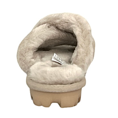 FUZZETTE Fuzzy Slippers Goal Sheepskin Gray Women's Shoes