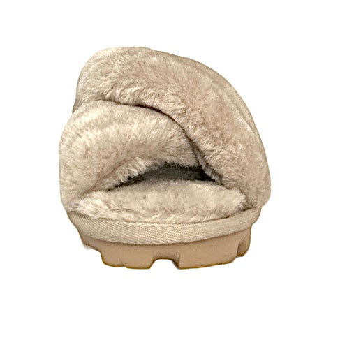 FUZZETTE Fuzzy Slippers Goal Sheepskin Gray Women's Shoes