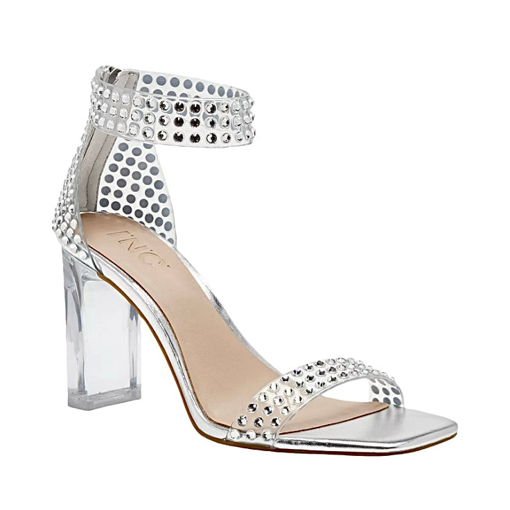 MAKENNA Two-Piece Heel Clear Ankle Strap Sandals