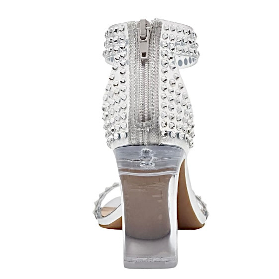 MAKENNA Two-Piece Heel Clear Ankle Strap Sandals