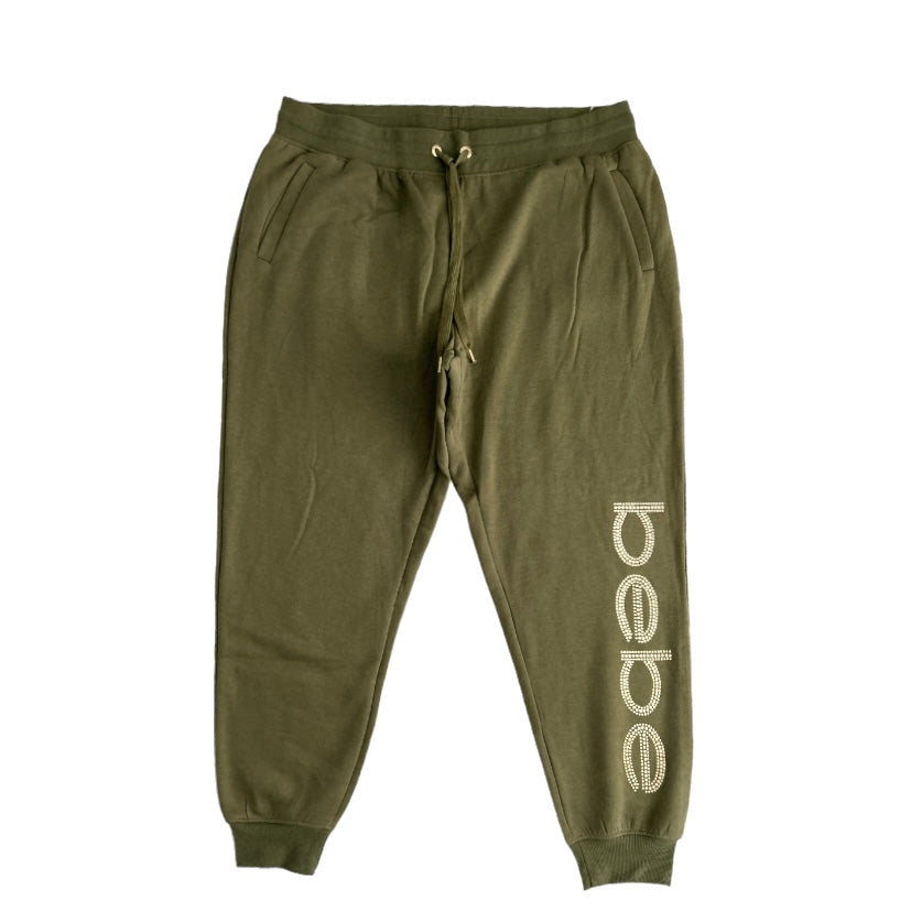 Women's Fleece Plus Size Drawstring Waist Olive Jogger