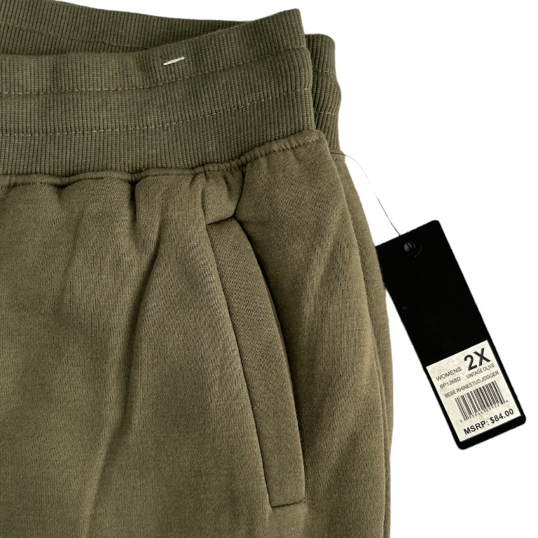 Women's Fleece Plus Size Drawstring Waist Olive Jogger