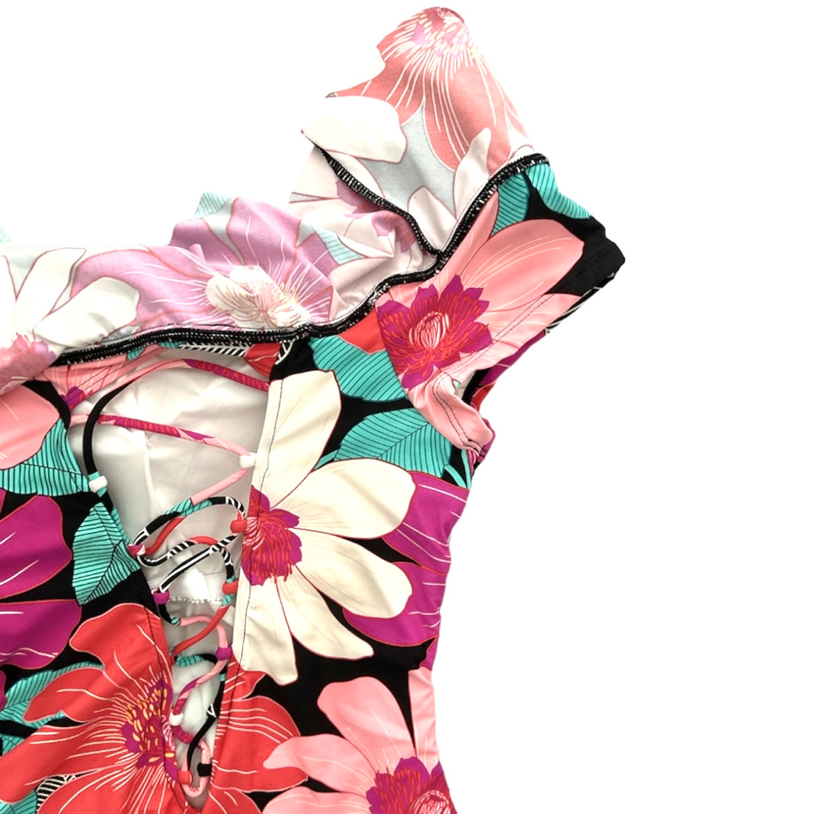 Floral Print/Multi Off-The-Shoulder Ruffled One-Piece Swimsuit Women's Swimwear