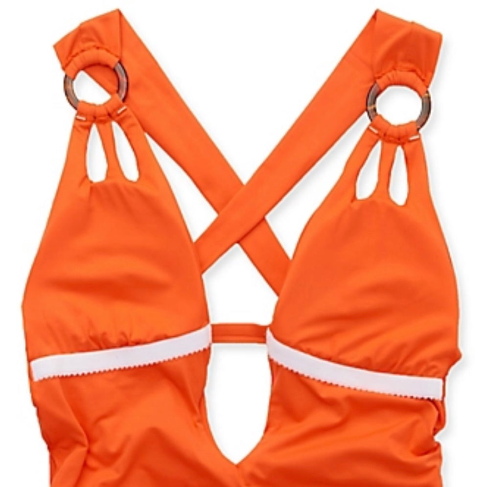 Orange Skylar Plunge Neckline One-Piece Swimsuit Women's Swimwear
