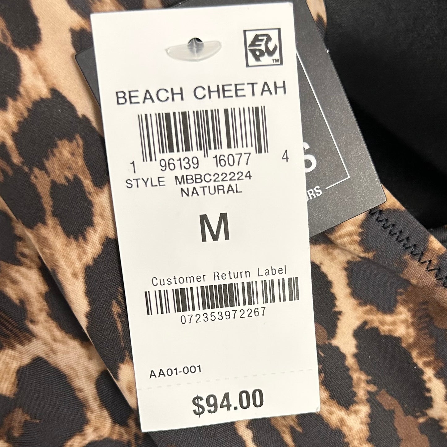 Beach Cheetah Lace-Up Animal Print Size M Swimsuit Women's Swimwear