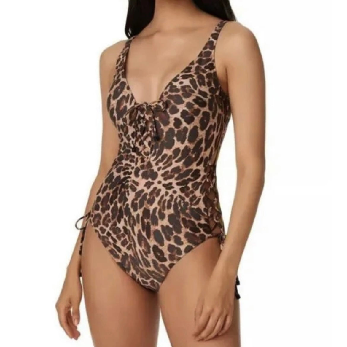 Beach Cheetah Lace-Up Animal Print Size M Swimsuit Women's Swimwear