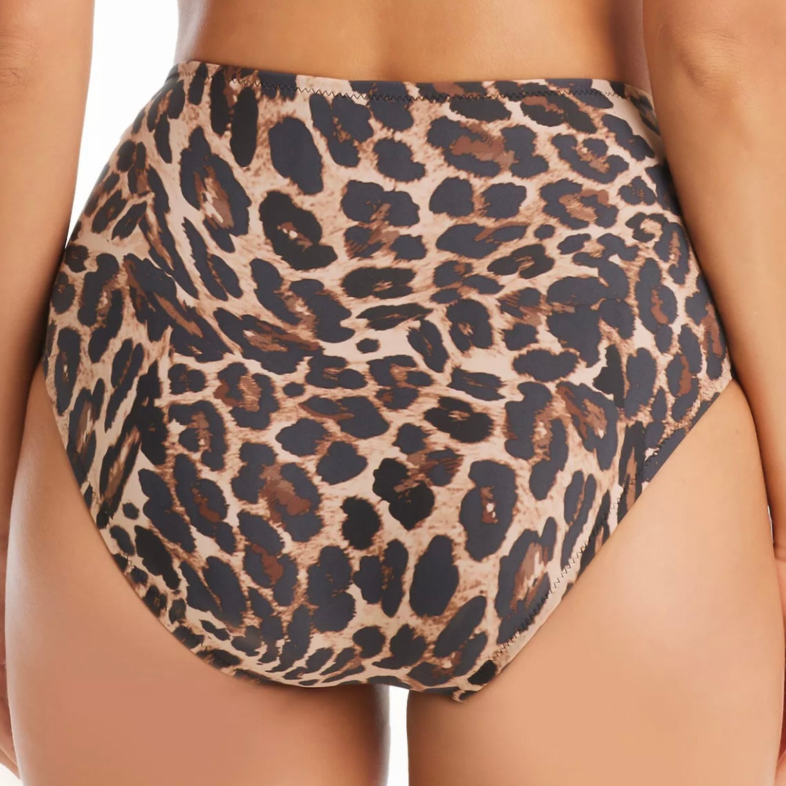 Natural Cheetah-Print High Waist Bikini Bottoms Size M Women's Swimwear
