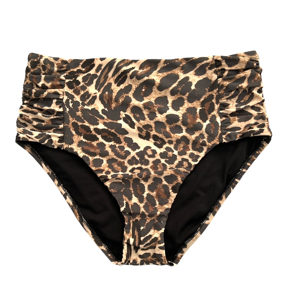 Natural Cheetah-Print High Waist Bikini Bottoms Size M Women's Swimwear