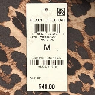 Natural Cheetah-Print High Waist Bikini Bottoms Size M Women's Swimwear